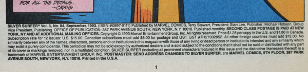 Marvel Comics / The Silver Surfer / #84 Sept 1993 / The living Bomb